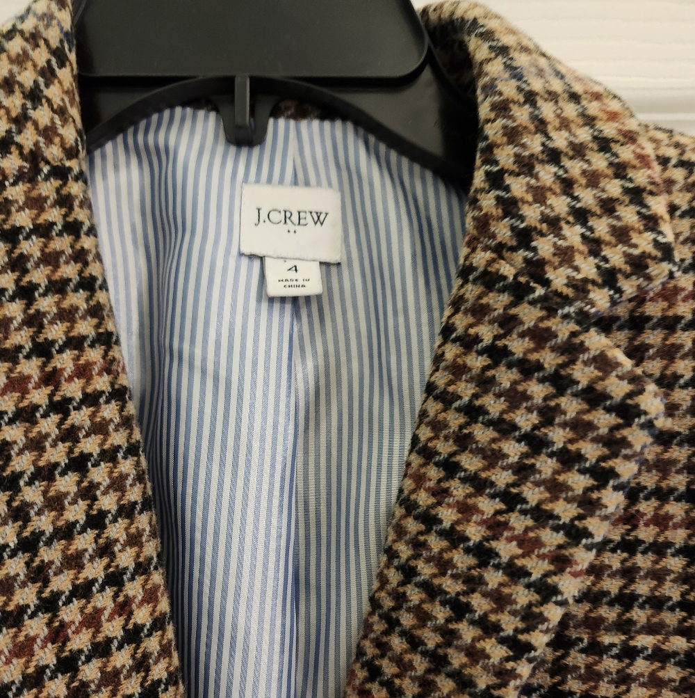 J. Crew Brown Houndstooth Schoolboy Blazer Size 4 - Picture 8 of 11